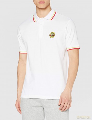 Guns n Roses: Guns N' Roses Unisex Polo Shirt: Classic Logo (White) (Large)