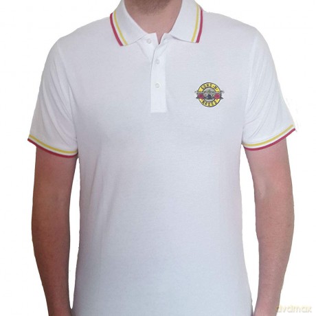 Guns n Roses: Guns N' Roses Unisex Polo Shirt: Classic Logo (White) (Small)