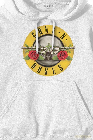 Guns n Roses: Guns N' Roses Unisex Pullover Hoodie: Classic Logo (White) (Medium)
