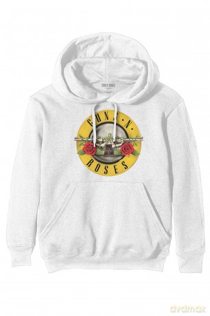 Guns n Roses: Guns N' Roses Unisex Pullover Hoodie: Classic Logo (White) (Small)