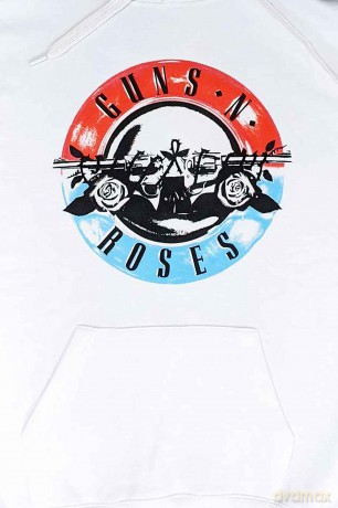 Guns n Roses: Guns N' Roses Unisex Pullover Hoodie: Motorcross Logo (White) (Large)