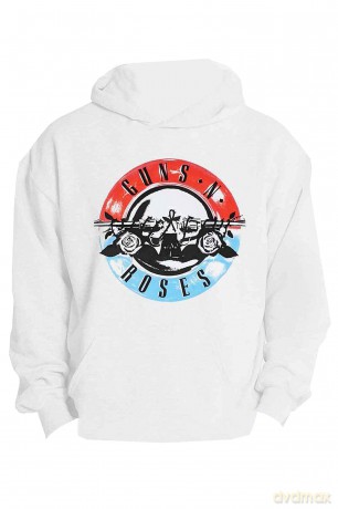 Guns n Roses: Guns N' Roses Unisex Pullover Hoodie: Motorcross Logo (White) (Small)