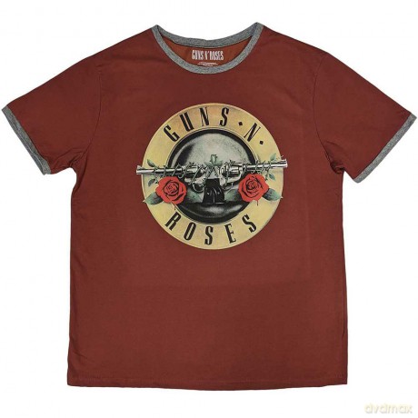Guns n Roses: Guns N' Roses Unisex Ringer T-Shirt: Classic Logo (Red) (Small)