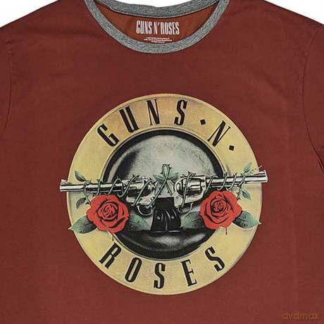 Guns n Roses: Guns N' Roses Unisex Ringer T-Shirt: Classic Logo (Red) (Small)
