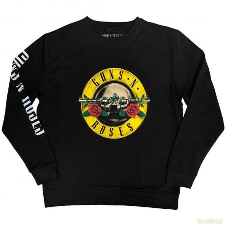 Guns n Roses: Guns N' Roses Unisex Sweatshirt: Classic Logo (Black) (Sleeve Print) (Medium)
