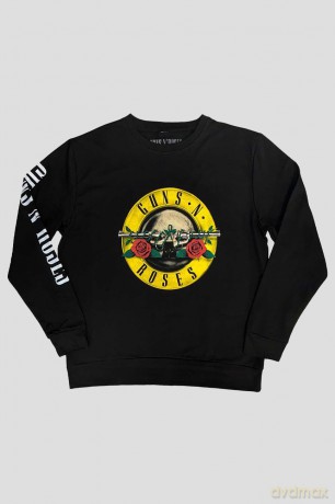 Guns n Roses: Guns N' Roses Unisex Sweatshirt: Classic Logo (Black) (Sleeve Print) (Medium)