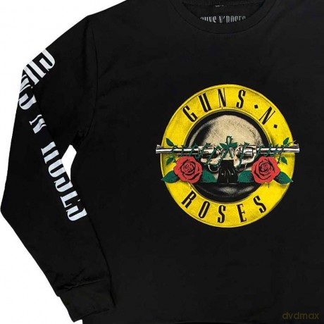 Guns n Roses: Guns N' Roses Unisex Sweatshirt: Classic Logo (Black) (Sleeve Print) (Medium)
