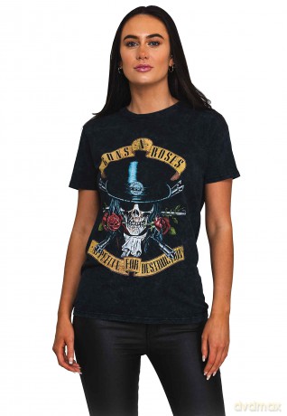 Guns n Roses: Guns N' Roses Unisex T-Shirt: Appetite Washed (Dip-Dye On Black) (Wash Collection) (Medium)