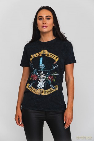 Guns n Roses: Guns N' Roses Unisex T-Shirt: Appetite Washed (Dip-Dye On Black) (Wash Collection) (Medium)