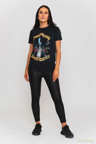 Guns n Roses: Guns N' Roses Unisex T-Shirt: Appetite Washed (Dip-Dye On Black) (Wash Collection) (Medium)