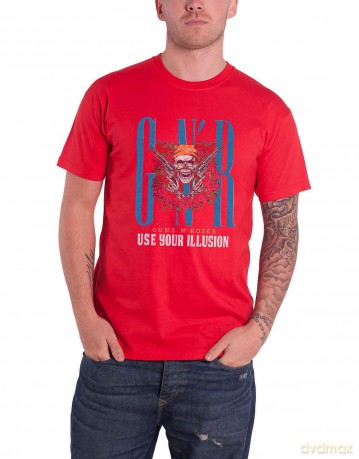 Guns n Roses: Guns N' Roses Unisex T-Shirt: Bandana Skull (Red) (X-Large)