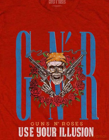 Guns n Roses: Guns N' Roses Unisex T-Shirt: Bandana Skull (Red) (X-Large)