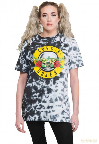 Guns n Roses: Guns N' Roses Unisex T-Shirt: Classic Logo (Dip-Dye On White) (Wash Collection) (Large)