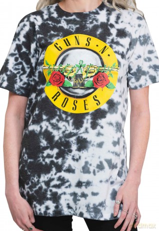Guns n Roses: Guns N' Roses Unisex T-Shirt: Classic Logo (Dip-Dye On White) (Wash Collection) (Large)