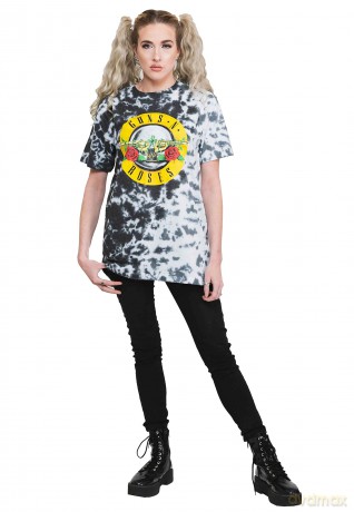 Guns n Roses: Guns N' Roses Unisex T-Shirt: Classic Logo (Dip-Dye On White) (Wash Collection) (Large)