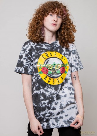Guns n Roses: Guns N' Roses Unisex T-Shirt: Classic Logo (Dip-Dye On White) (Wash Collection) (Medium)