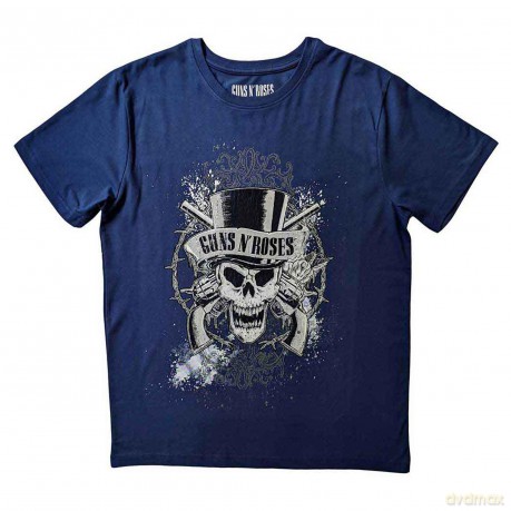 Guns n Roses: Guns N' Roses Unisex T-Shirt: Faded Skull (Blue) (Large)