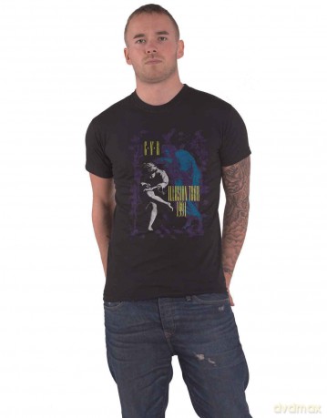Guns n Roses: Guns N' Roses Unisex T-Shirt: Illusion Tour '91 (Black) (Large)