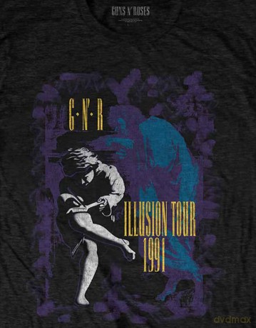 Guns n Roses: Guns N' Roses Unisex T-Shirt: Illusion Tour '91 (Black) (Large)