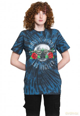 Guns n Roses: Guns N' Roses Unisex T-Shirt: Los Angeles (Dip-Dye On Black) (Wash Collection) (Small)