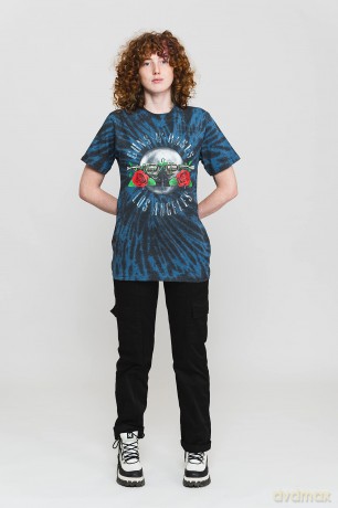 Guns n Roses: Guns N' Roses Unisex T-Shirt: Los Angeles (Dip-Dye On Black) (Wash Collection) (Small)