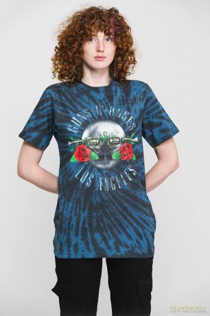 Guns n Roses: Guns N' Roses Unisex T-Shirt: Los Angeles (Dip-Dye On Black) (Wash Collection) (Small)