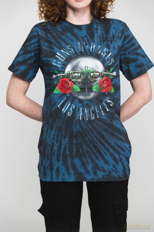 Guns n Roses: Guns N' Roses Unisex T-Shirt: Los Angeles (Dip-Dye On Black) (Wash Collection) (Small)