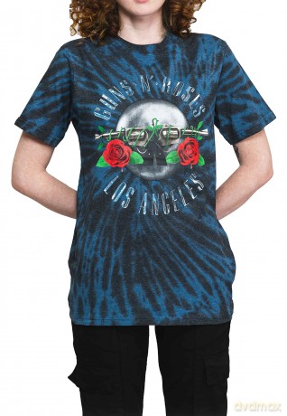Guns n Roses: Guns N' Roses Unisex T-Shirt: Los Angeles (Dip-Dye On Black) (Wash Collection) (XX-Large)