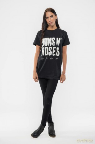 Guns n Roses: Guns N' Roses Unisex T-Shirt: Paradise City Stars (Black) (Back Print) (Small)