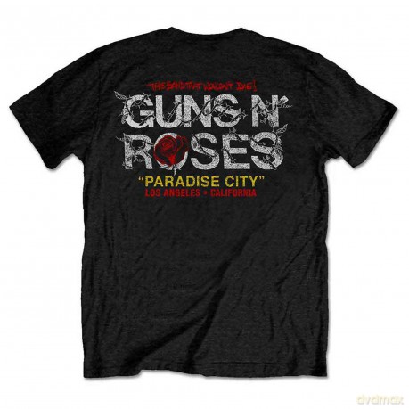 Guns n Roses: Guns N' Roses Unisex T-Shirt: Rose Circle Paradise City (Black) (Back Print) (Large)
