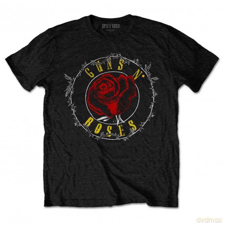 Guns n Roses: Guns N' Roses Unisex T-Shirt: Rose Circle Paradise City (Black) (Back Print) (Medium)