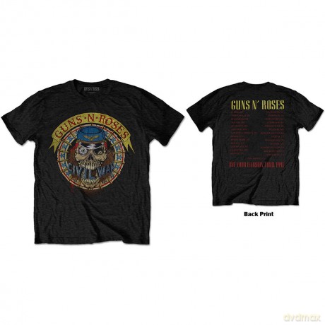 Guns n Roses: Guns N' Roses Unisex T-Shirt: Skull Circle (Black) (Back Print) (Medium)