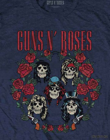 Guns n Roses: Guns N' Roses Unisex T-Shirt: Skulls Wreath (Navy Blue) (Medium)