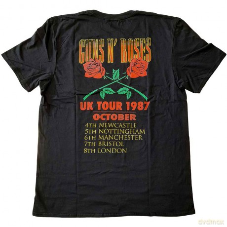 Guns n Roses: Guns N' Roses Unisex T-Shirt: UK Tour '87 (Black) (Back Print) (Medium)
