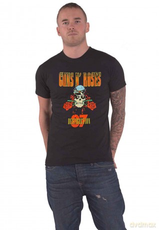 Guns n Roses: Guns N' Roses Unisex T-Shirt: UK Tour '87 (Black) (Back Print) (X-Large)