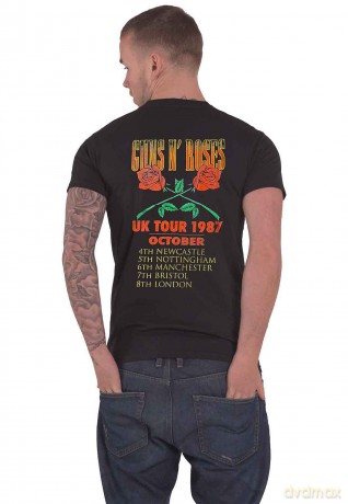 Guns n Roses: Guns N' Roses Unisex T-Shirt: UK Tour '87 (Black) (Back Print) (XX-Large)