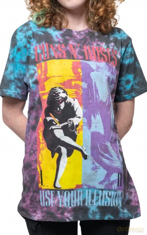 Guns n Roses: Guns N' Roses Unisex T-Shirt: Use Your Illusion (Blue) (Wash Collection) (Medium)