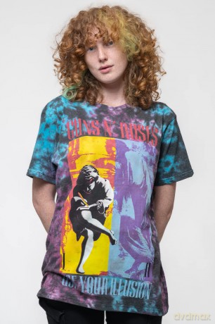 Guns n Roses: Guns N' Roses Unisex T-Shirt: Use Your Illusion (Blue) (Wash Collection) (Medium)