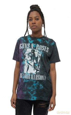 Guns n Roses: Guns N' Roses Unisex T-Shirt: Use Your Illusion Monochrome (Blue) (Wash Collection) (Small)