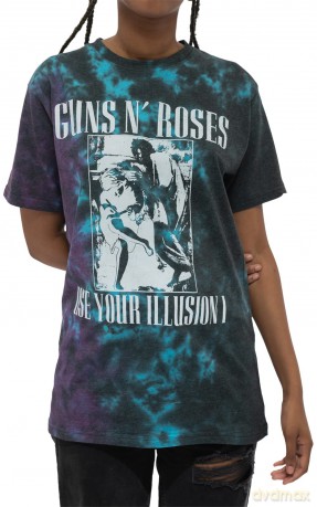 Guns n Roses: Guns N' Roses Unisex T-Shirt: Use Your Illusion Monochrome (Blue) (Wash Collection) (XX-Large)