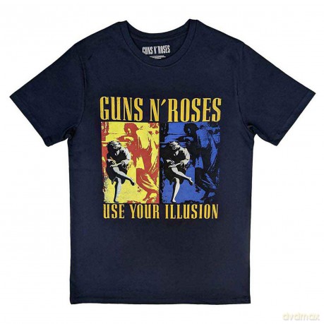 Guns n Roses: Guns N' Roses Unisex T-Shirt: Use Your Illusion Navy (Navy Blue) (Medium)