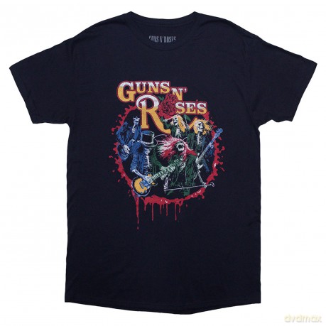 Guns n Roses: Guns N' Roses Unisex T-Shirt: Was Here (Navy Blue) (Back Print) (Large)