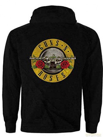 Guns N' Roses: Unisex Zipped Hoodie: Classic Logo (Back Print) (Large)