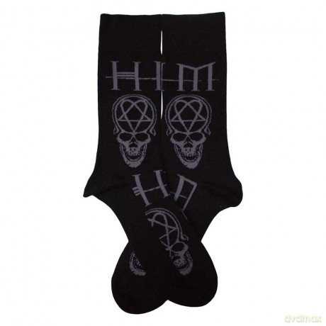 Him: HIM Unisex Ankle Socks: Heartagram Skull (Black) (UK Size 7 - 11)