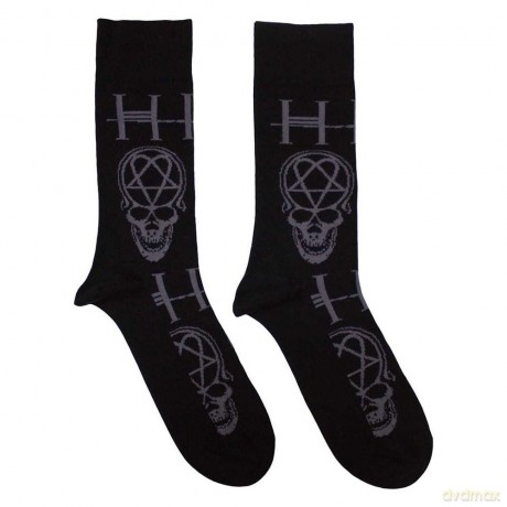 Him: HIM Unisex Ankle Socks: Heartagram Skull (Black) (UK Size 7 - 11)