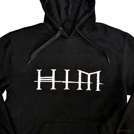 Him: HIM Unisex Pullover Hoodie: Logo (Black) (Back Print) (Large)