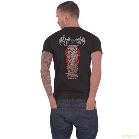 Hollywood Vampires: Unisex T-Shirt: Caricatures (Black) (Back Print) (Large)