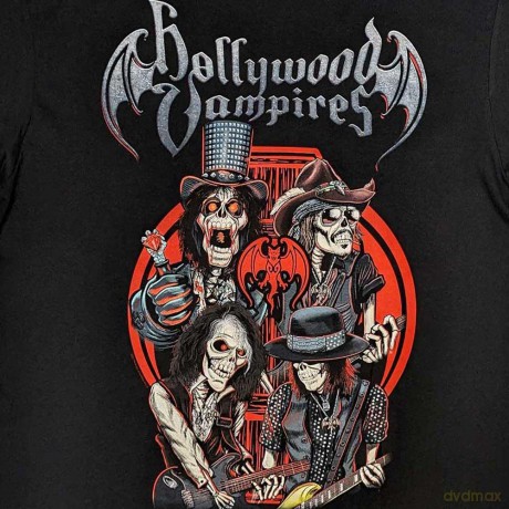 Hollywood Vampires: Unisex T-Shirt: Caricatures (Black) (Back Print) (Small)