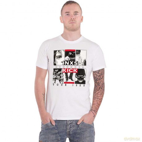 Inxs: INXS Unisex T-Shirt: KICK Tour (White) (Medium)