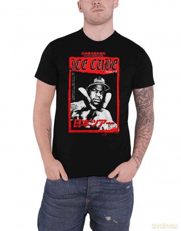 Ice Cube: Unisex T-Shirt: Kanji Peace Sign (Black) (Back Print) (X-Large)
